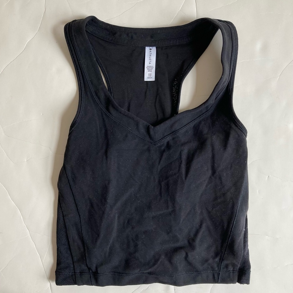 Athleta mesh back cropped tank black XXS EUC
